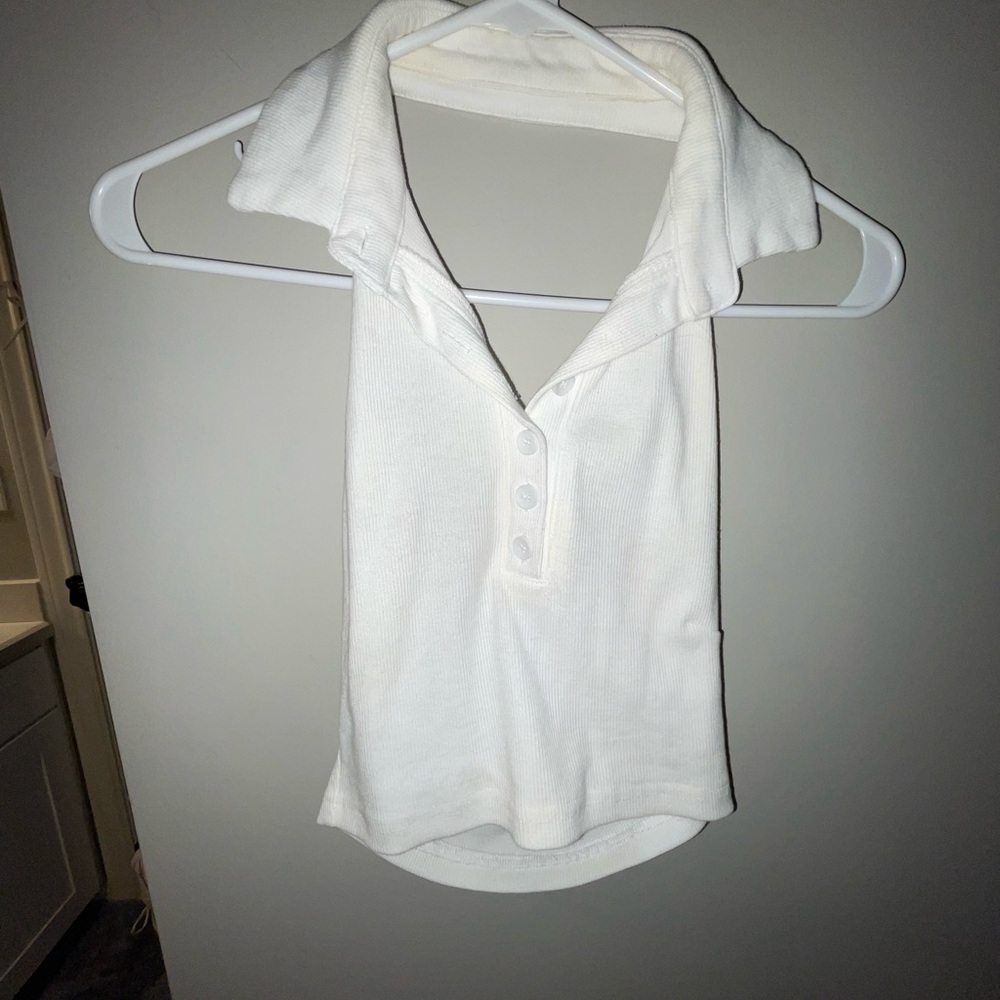 White collared crop top